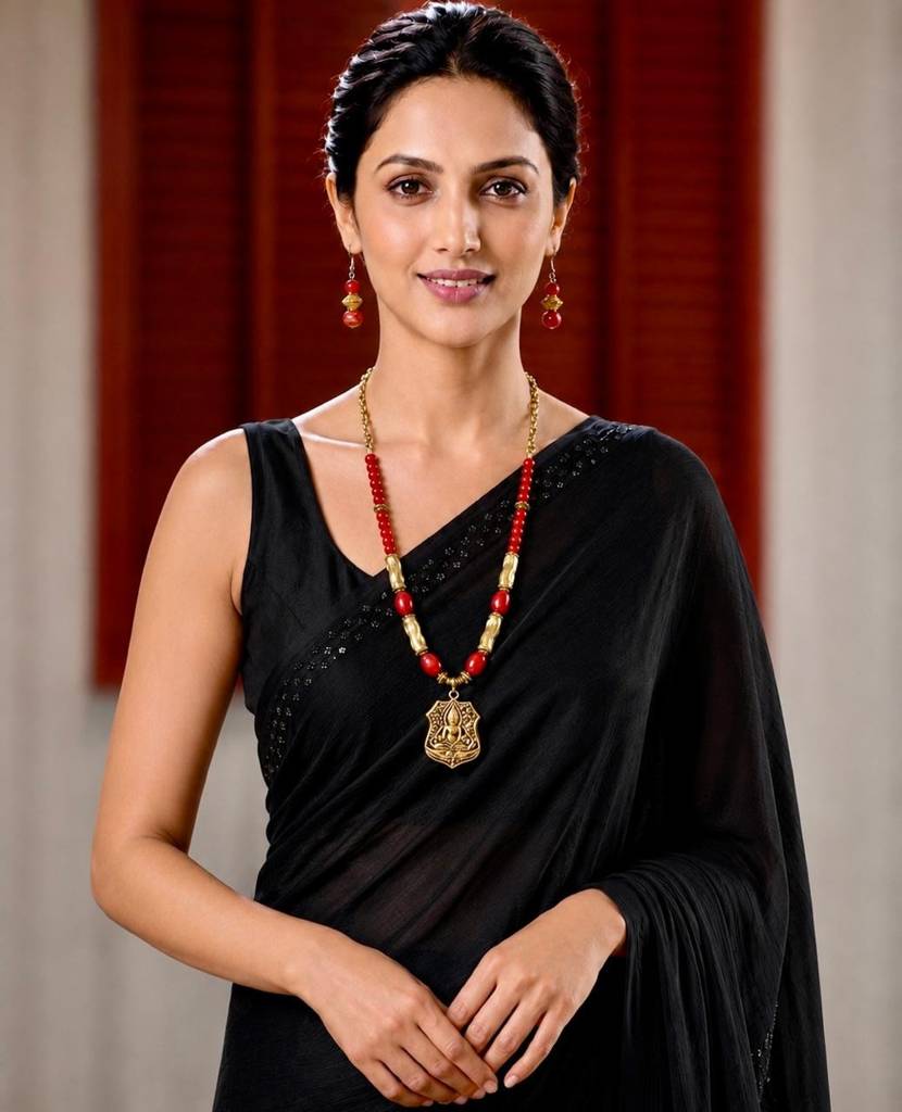 Zarina Antique Gold Buddha Pendant Necklace Set : HM43