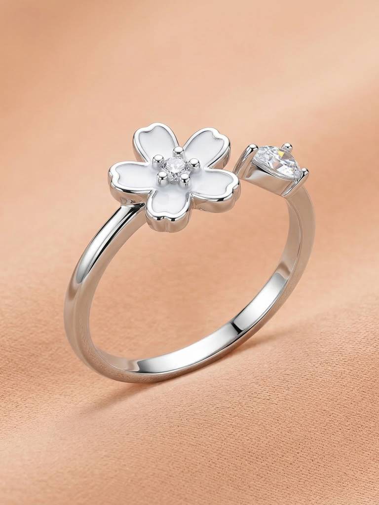 925 Pure Silver The Sakura Petal Wrap Ring : LR1309