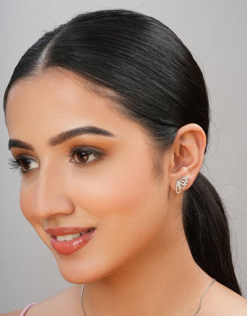 Flutter Half Butterfly Wings Sterling Silver Pendant & Stud Earrings Set : JS-70004-R