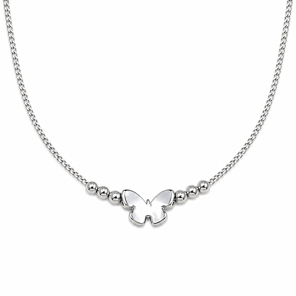 Silver Butterfly - Charm Anklet : AN03735