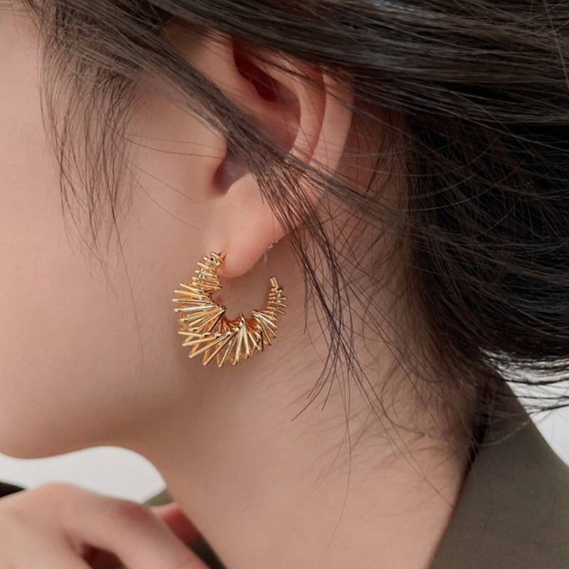 Winding Gold Hoops : WindingGoldHoops-LT-ER-HG-14
