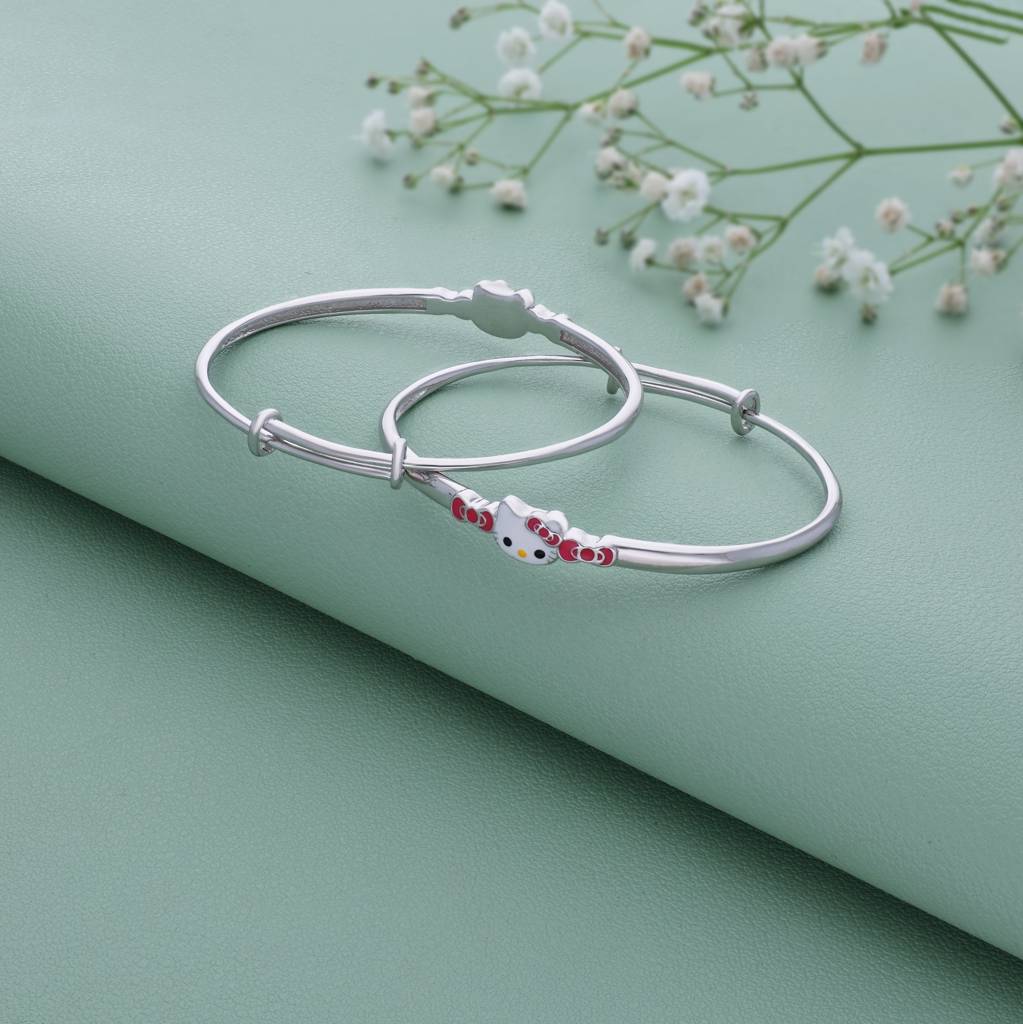 Bow Hellokitty Silver Kid Bangle(0 - 5Yr) : KB-7