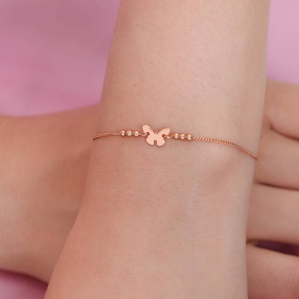 Fluttering Elegance Rose Gold-Plated 925 Sterling Silver Bracelet : BR-80233-RG
