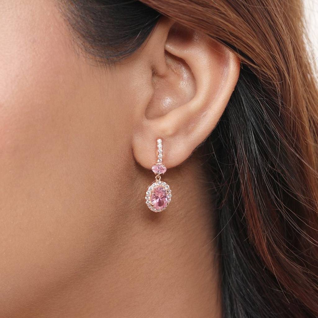 Rose Gold Cascade 925 Sterling Silver Drop Earrings : EAR-20562-RG