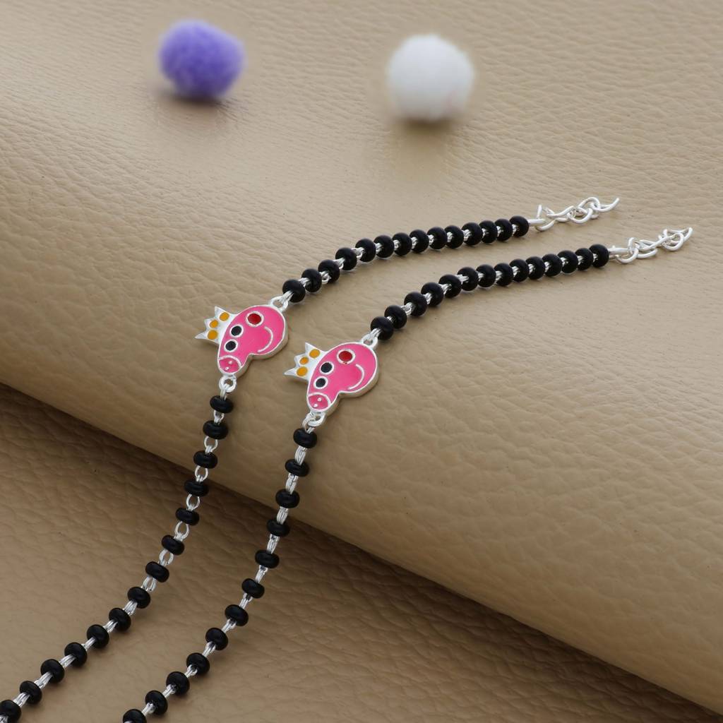 Iyal Little Princess Charm 925 Silver Kid Nazariya Bracelet| Adjustable| Everyday Wear| 6Months - 2Yrs : NA-KN-RH-M-138-P