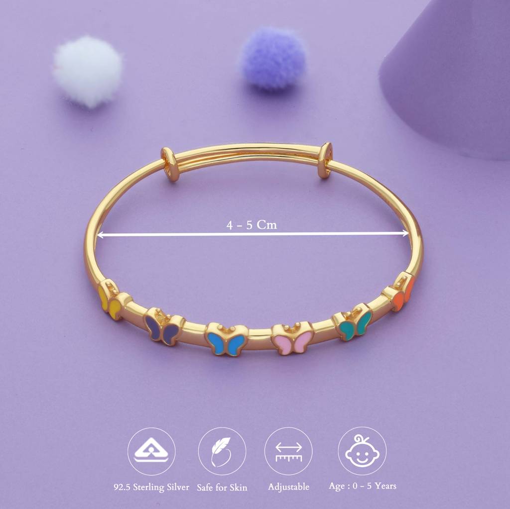 Golden Flutter 18K Gold Polish Silver Kid Bangle (0Â5 Yr) : KBL-3-S