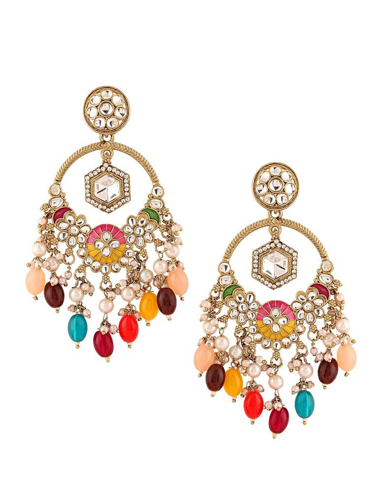 Ethnic Designer Dangle Drop Earrings : multikundan