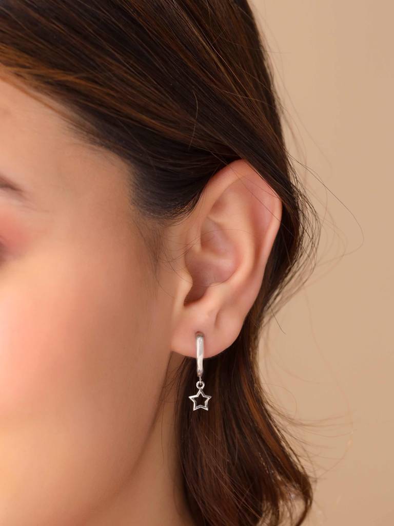 Kicky And Perky 925 Sterling Silver Dangling Star Stud Earring For Women : SILDWE027