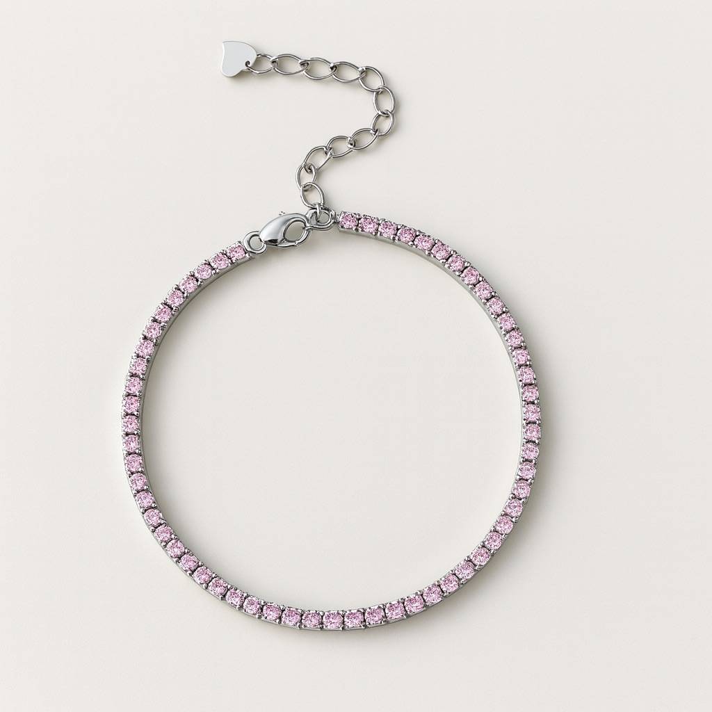 2Mm Light Pink Tennis Bracelet : 2MMLIGHTPINKTENNISBRACELET