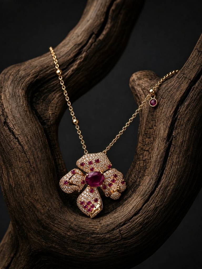 Boccio Pave Flower Necklace & Earring Set, 18K Gold-Plated : SET954RSSF