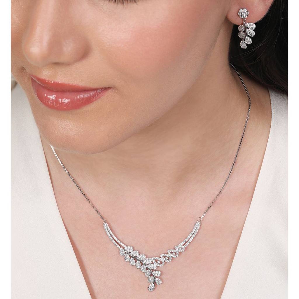 Leaf-Droplet 925 Silver Jewellery Set : JS-70041