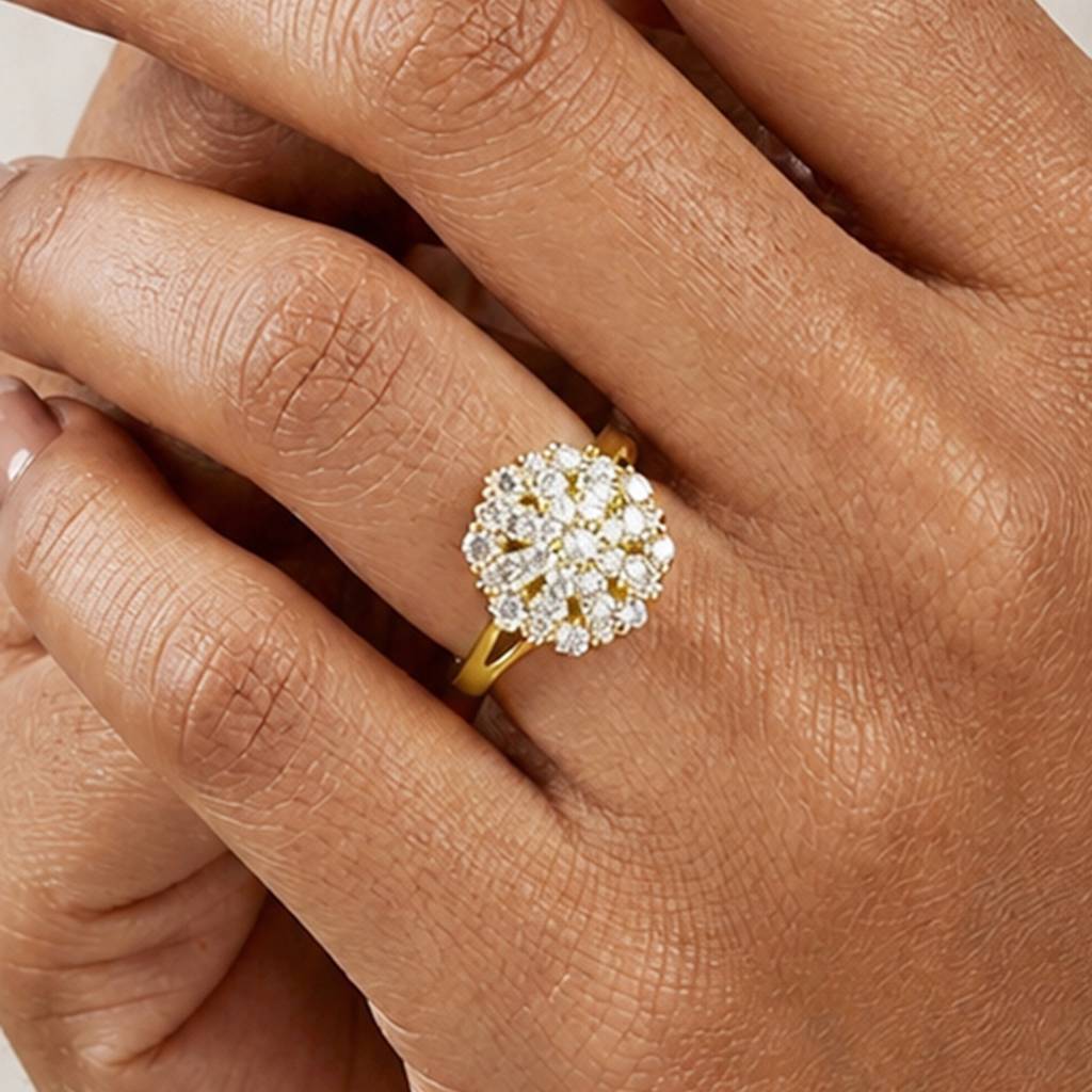 Artklim Radiant Crystal Bloom Cluster  Anti-Tarnish Ring For Women : HSPS60MB1860