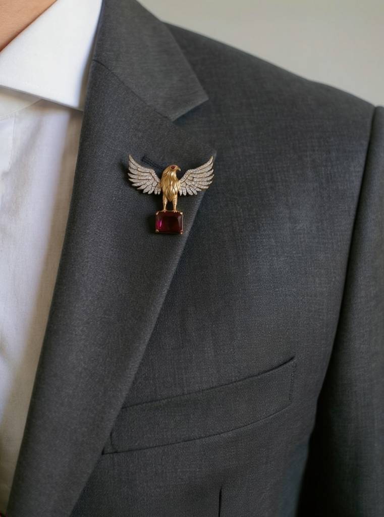 Ruby Eagle Men'S Statement Brooch : X3QJ566