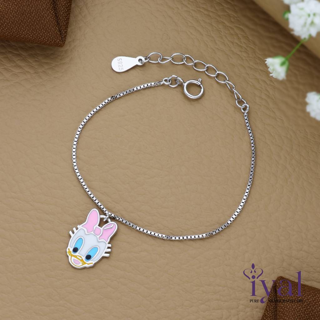 Minimal Micky Cartoon 925 Silver Bracelet(1-7Yrs) : KBT-195