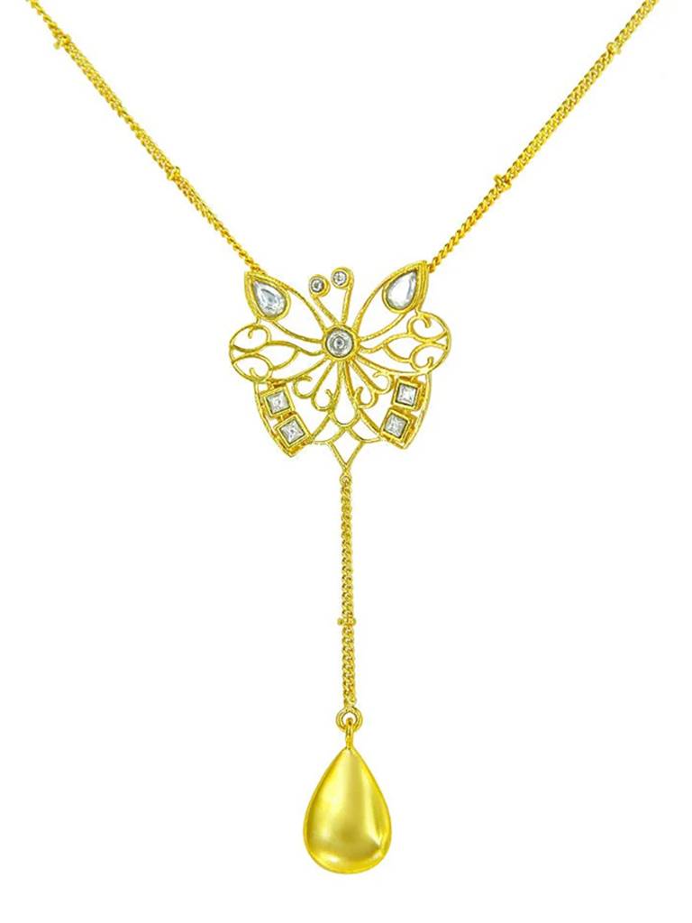 Silver Charming Butterfly Lariat Necklace : U080SG007N0297