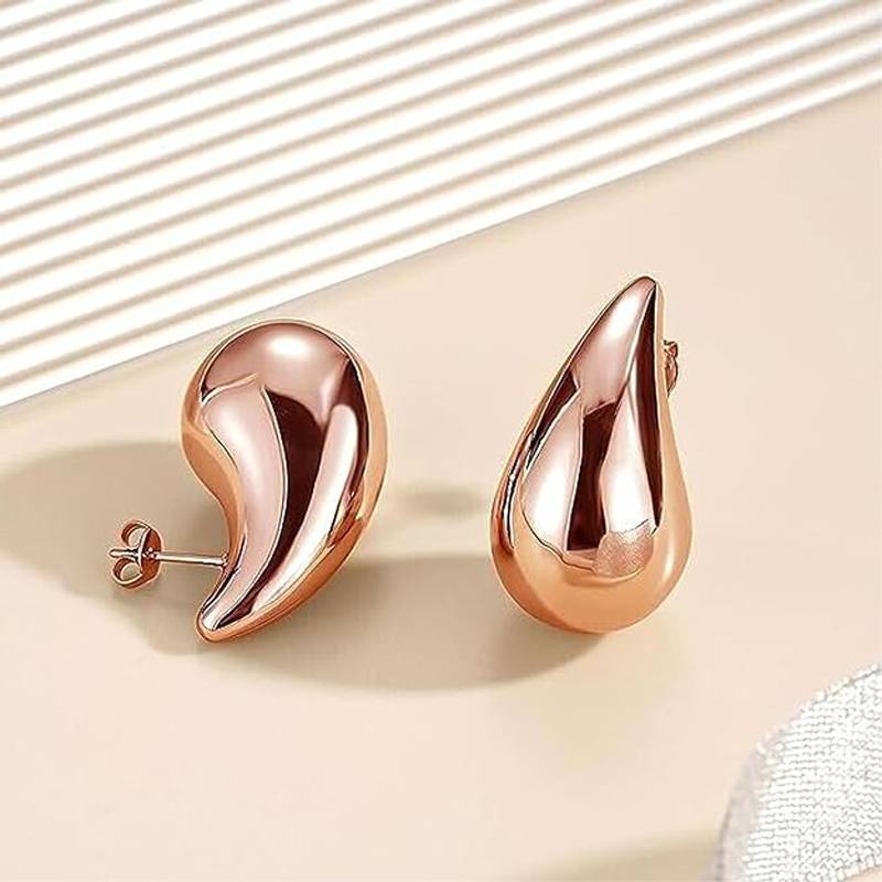 925 Pure Silver Rose Gold Tear Drop Stud Earrings | Small Cute Studs : TWP1142