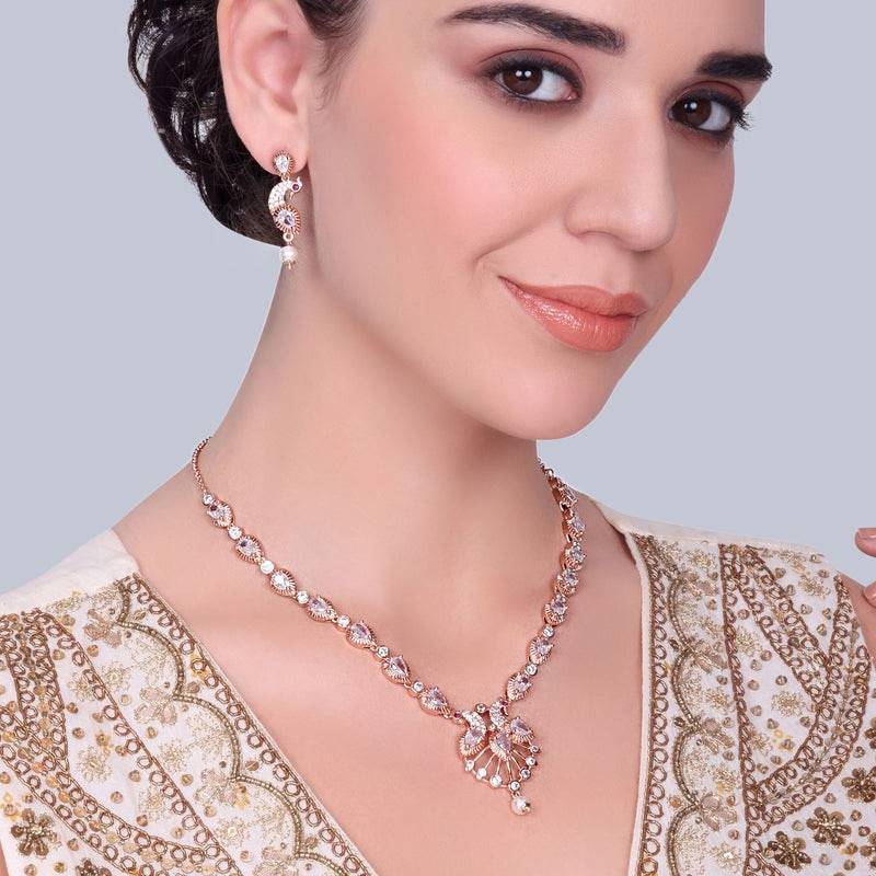 Morbagh Party Wear Dazzling Cz Necklace Set : AD-910-RGWENKER