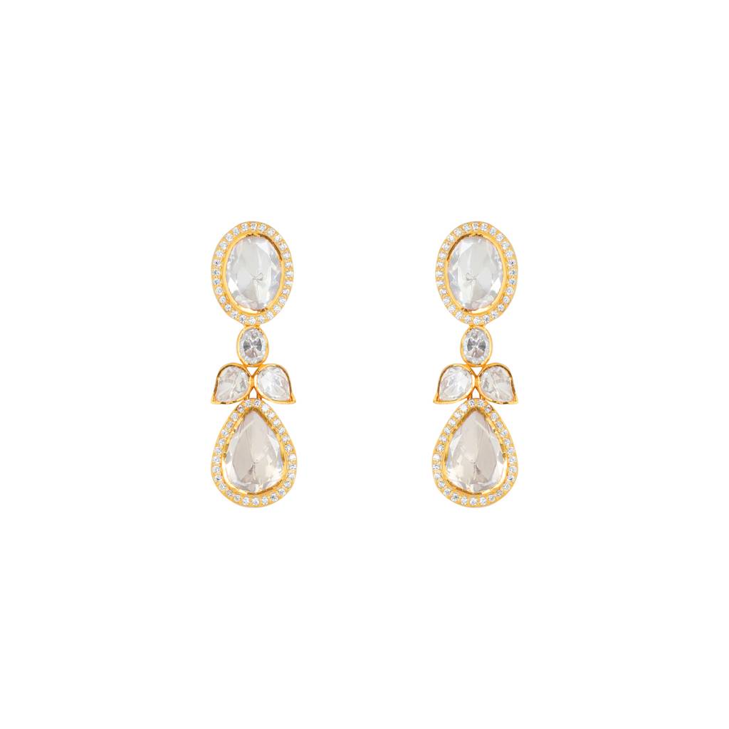 Double Line Polki Necklace Set : PJ45