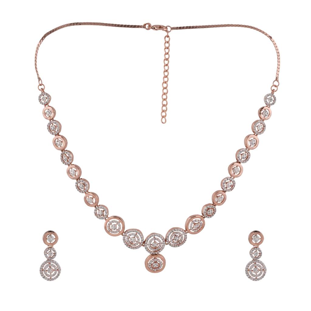 Estele Rose Gold Plated Cz Classic Necklace Set For Women : AD-651-RGNKER