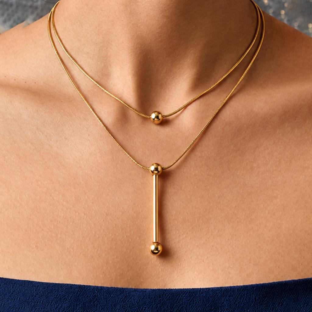 Minimal Bar Pendant  Anti-Tarnish Necklace For Women : HSPS60MB1927