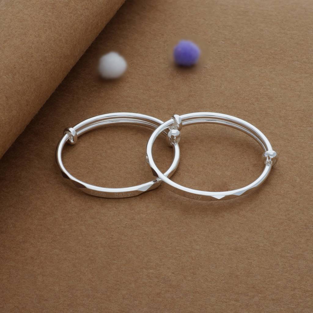 Iyal Love Baby Silver Kid Bangles (0-6 Yrs) | 999 Hallmark | Adjustable | Everyday Wear : KB-CC-RH-A-304-P