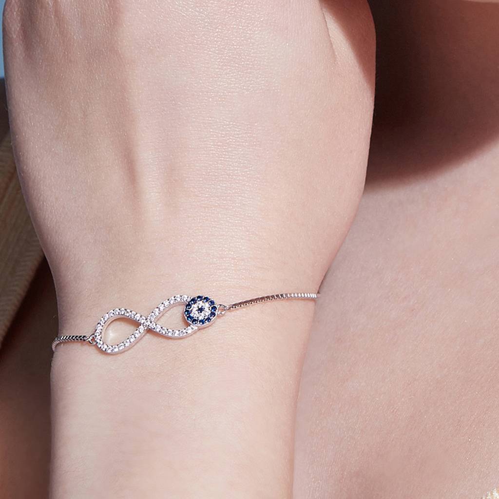 Infinity Evil Eye 925 Silver Bracelet : BR-80075