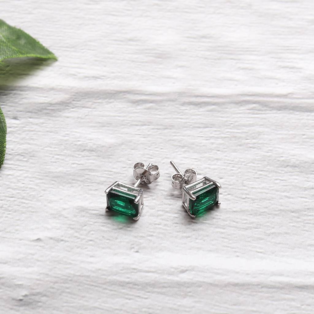 Iski Uski 925 Sterling Silver Victoria Emerald Drop Earrings