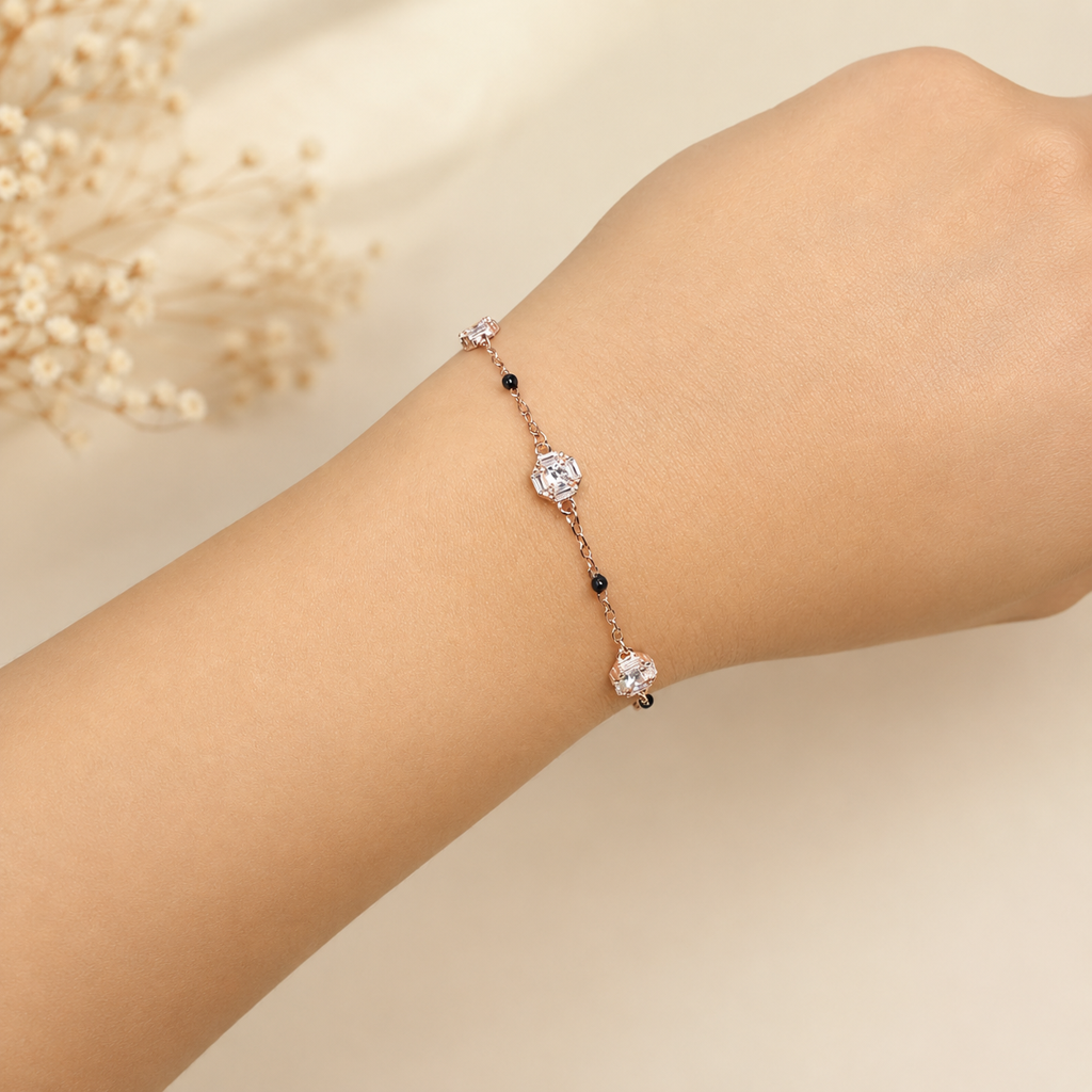 Eternal Spark Rose Gold Silver Mangalsutra Bracelet : B066