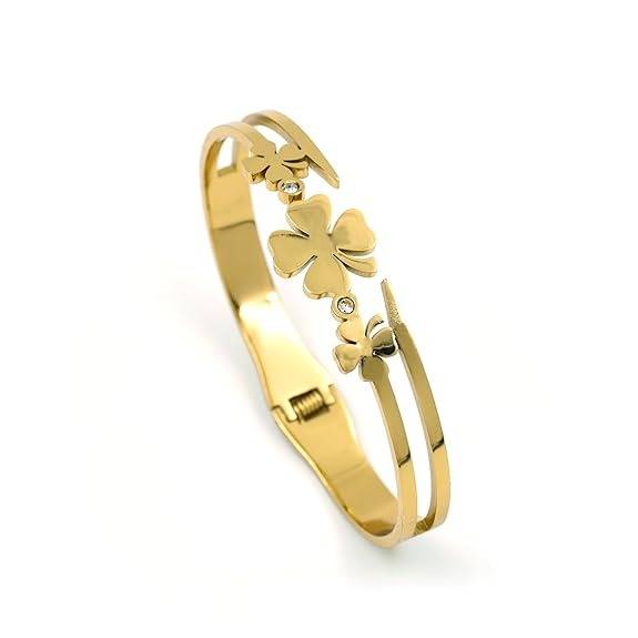 Golden Clover Charm Bracelet For Women : HSPS60MB0799