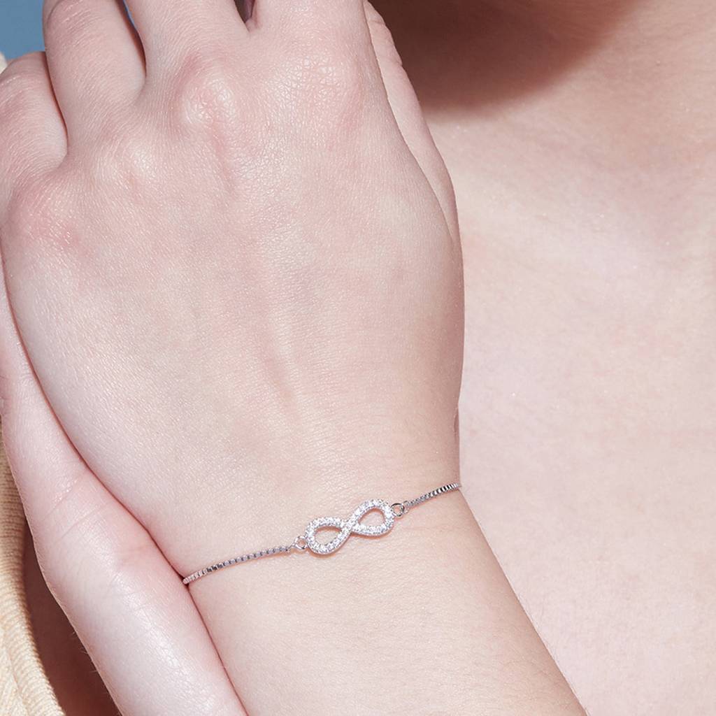 Silver Minimal Infinity 925 Silver Bracelet : BR-80073