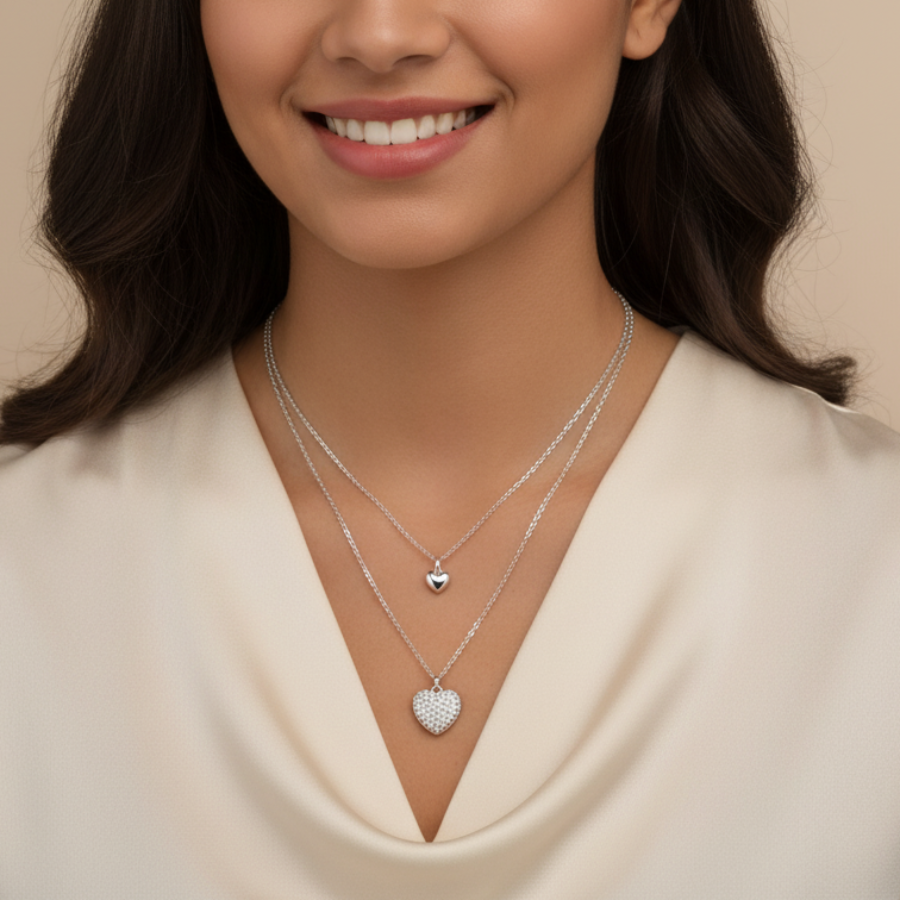 Toned Heart Pendant Necklace For Women – Elegant Heart Design With Subtle Cz Accent | Premium Romantic Jewellery : 5394987611