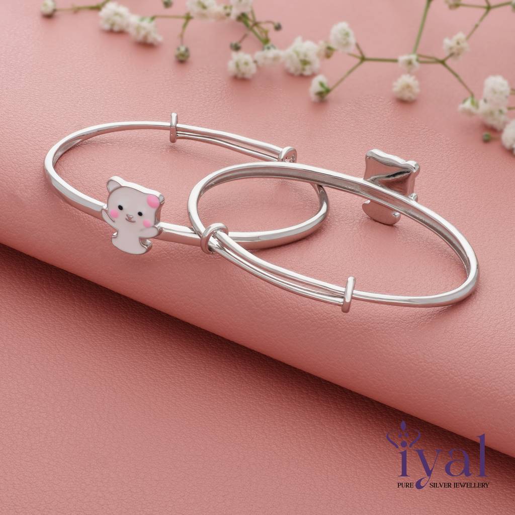 Lovely Cartoon 925 Silver Kid Bangle(0 - 5Yr) : KB-166