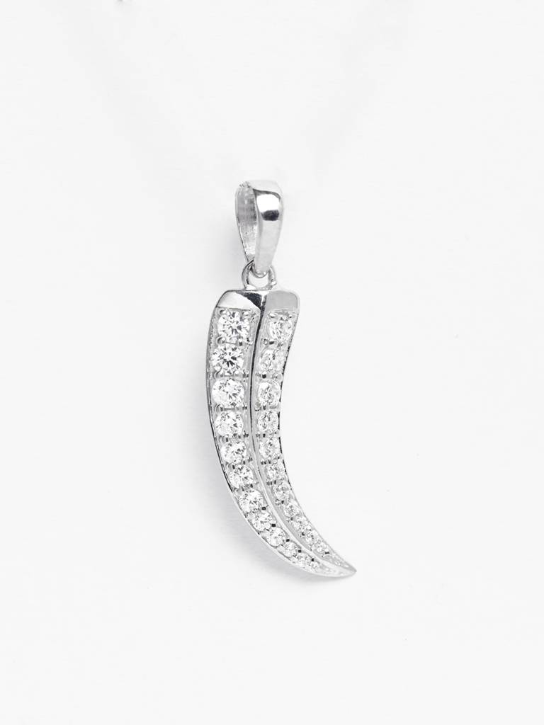 925 Silver Platinum Plated Swiss Zircon Katar Men Pendant Without Chain Gift For Men & Boys : CSMNP27_NOCHAIN