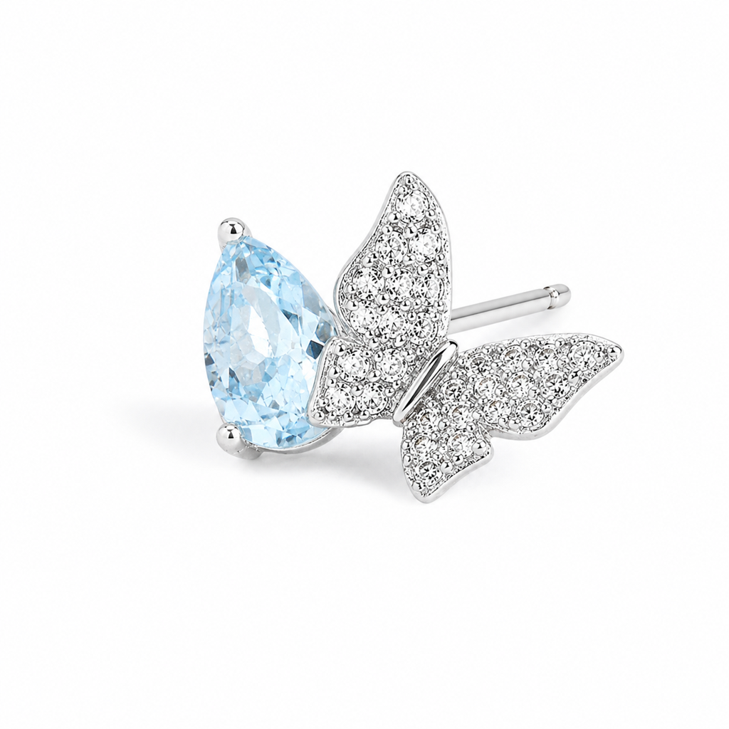 Silver Frostwing Aqua Spark Studs : WER00079