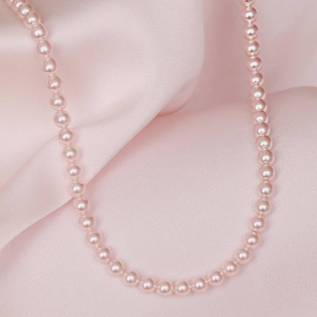 Shimmering Rhodium-Plated 925 Sterling Silver Pearl Necklace : NL-30319-R