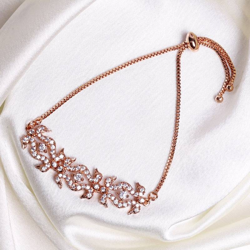 Glam Cz Peacock Bracelet Adjustable Bracelet | Festive & Party Wear : AD-175-RGWEBR