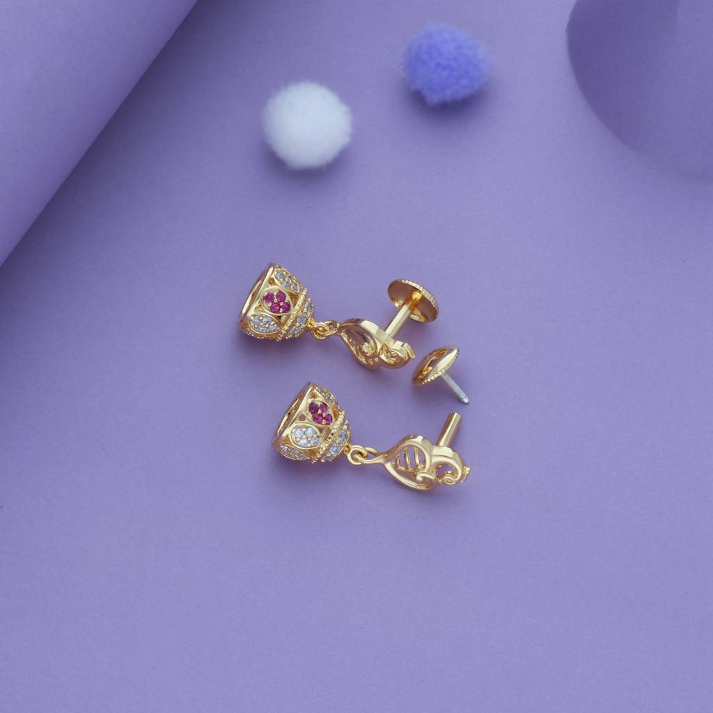 Iyal Mayurika Gold Polish Silver Traditional Kid Earring : KE-TR-GO-N-164-P