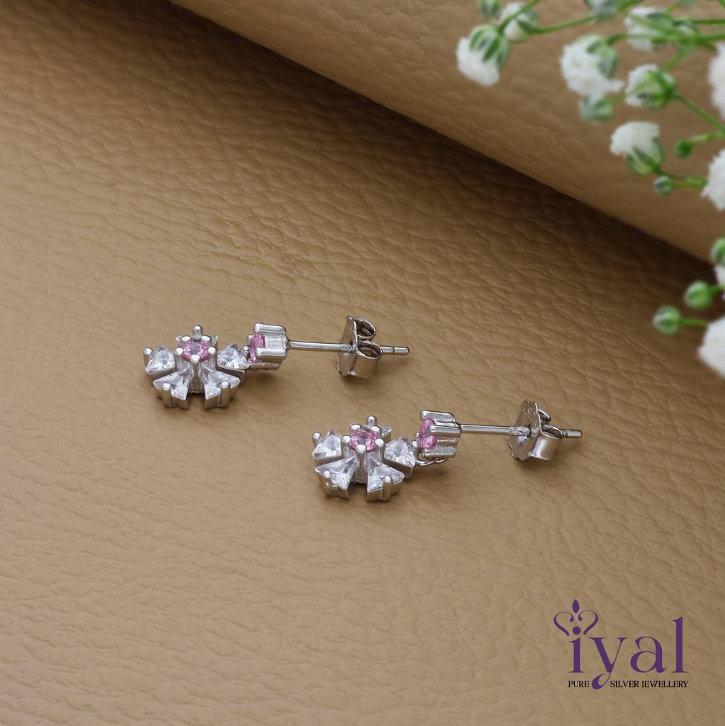 Snow Flake Shine 925 Silver Drop Earrings : ED-20