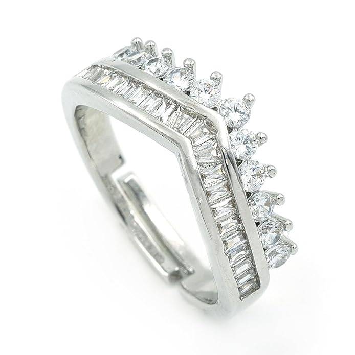 Sliver- Tone Crown Curve Anti-Tarnish Ring : HSPS60MB0964