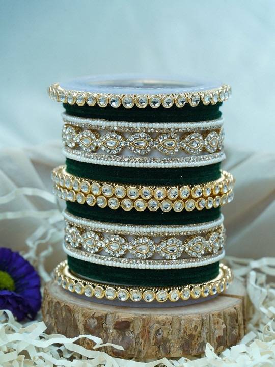 Traditional Velvet Bangles Set For Women : HB-28-24-KAI