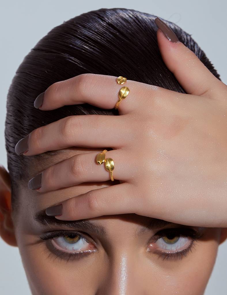 Golden Double Bean Ring : CF07EA