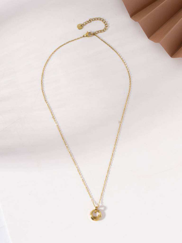 Circular Loop Pendant Necklace For Women - Waterproof & Anti-Tarnish : NK0879