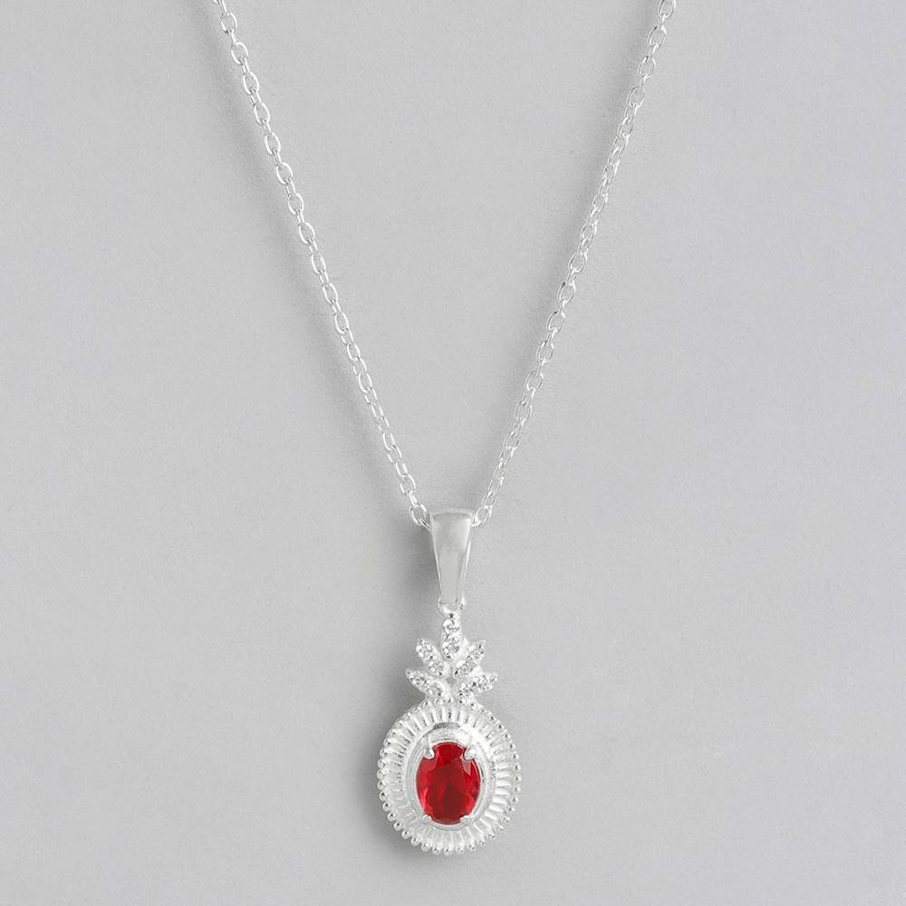 Silver Red Glorious Necklace : Silver Red Glorious Necklace : Z125SG003N012