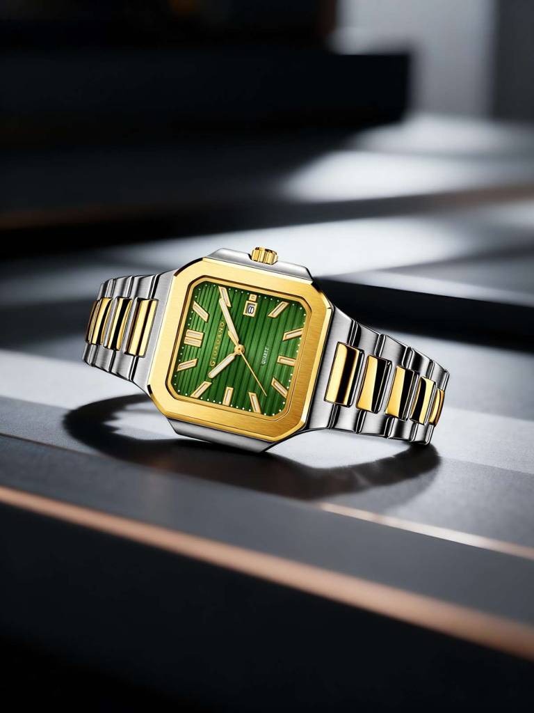 Giordano Square Formal Watch For Men Â Textured Dial,Day & Date Display And Stylish Stainless Steel Strap : GZ-50174-33