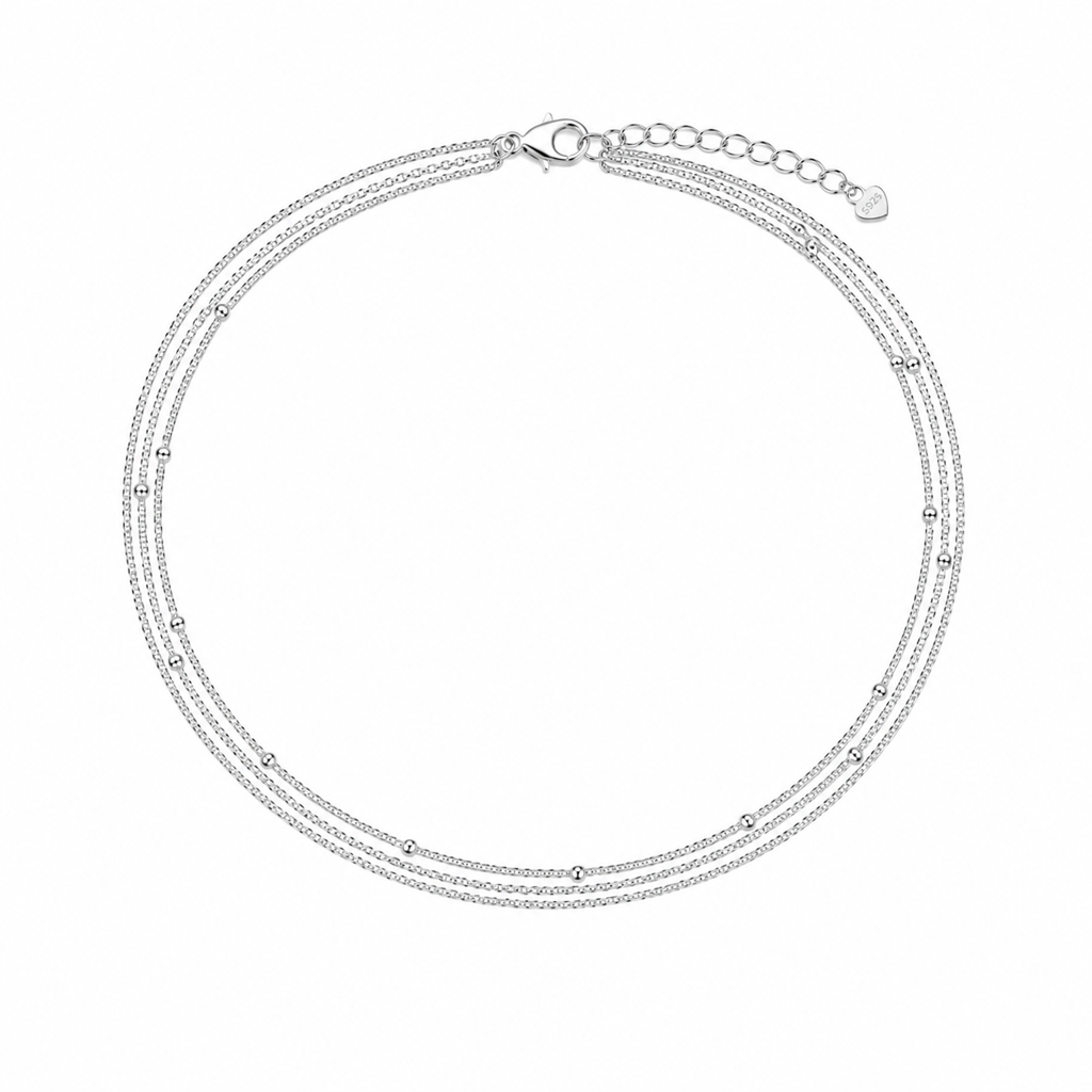 Silver Multi Layer Anklet : AN03270