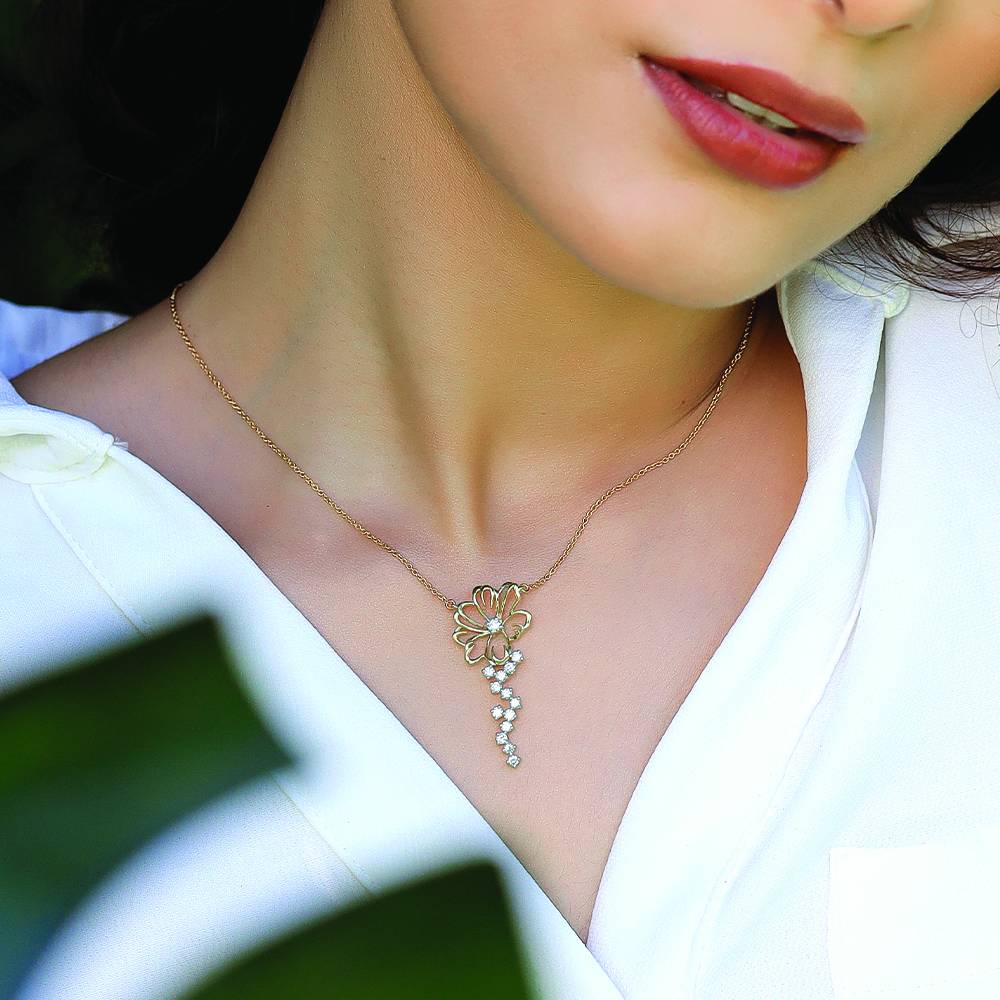 Flora Dewdrops - Lab Diamond Necklace : LLNK0102