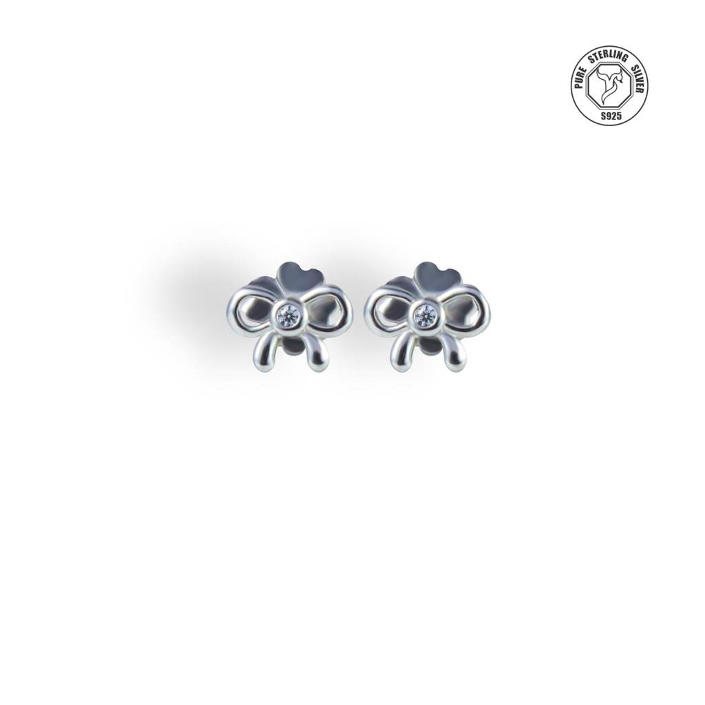 Ribbon Charm Silver Studs : TRSBJX0118