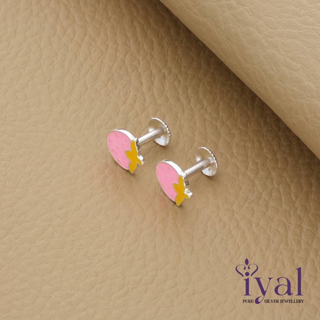 Lovely Strawberry 925 Silver Stud For Kids (6+ Yrs) : KER-205