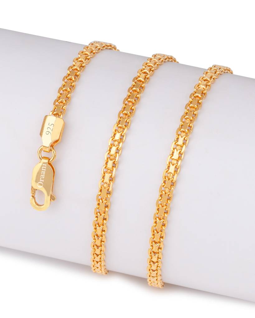 Lotus Chain Necklace 925 Sterling Silver 22Kt Gold Plated Jewelry For Women And Men : GP_CH096_20