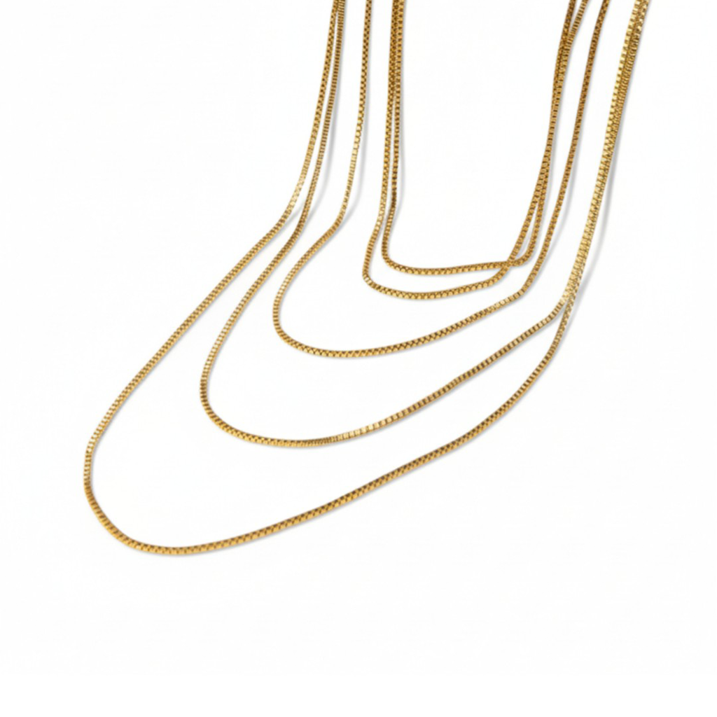 Multi-Layer Box Chain Necklace : CAO0077JND